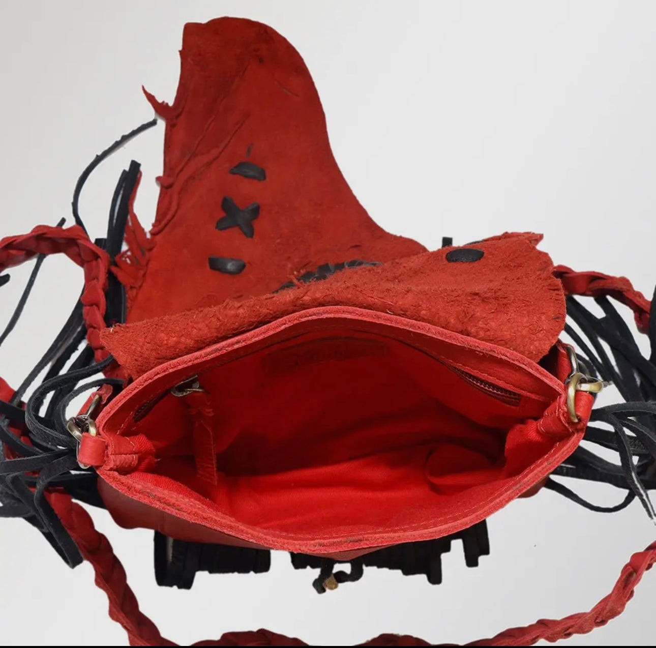 Boho Fringe Bag small Red