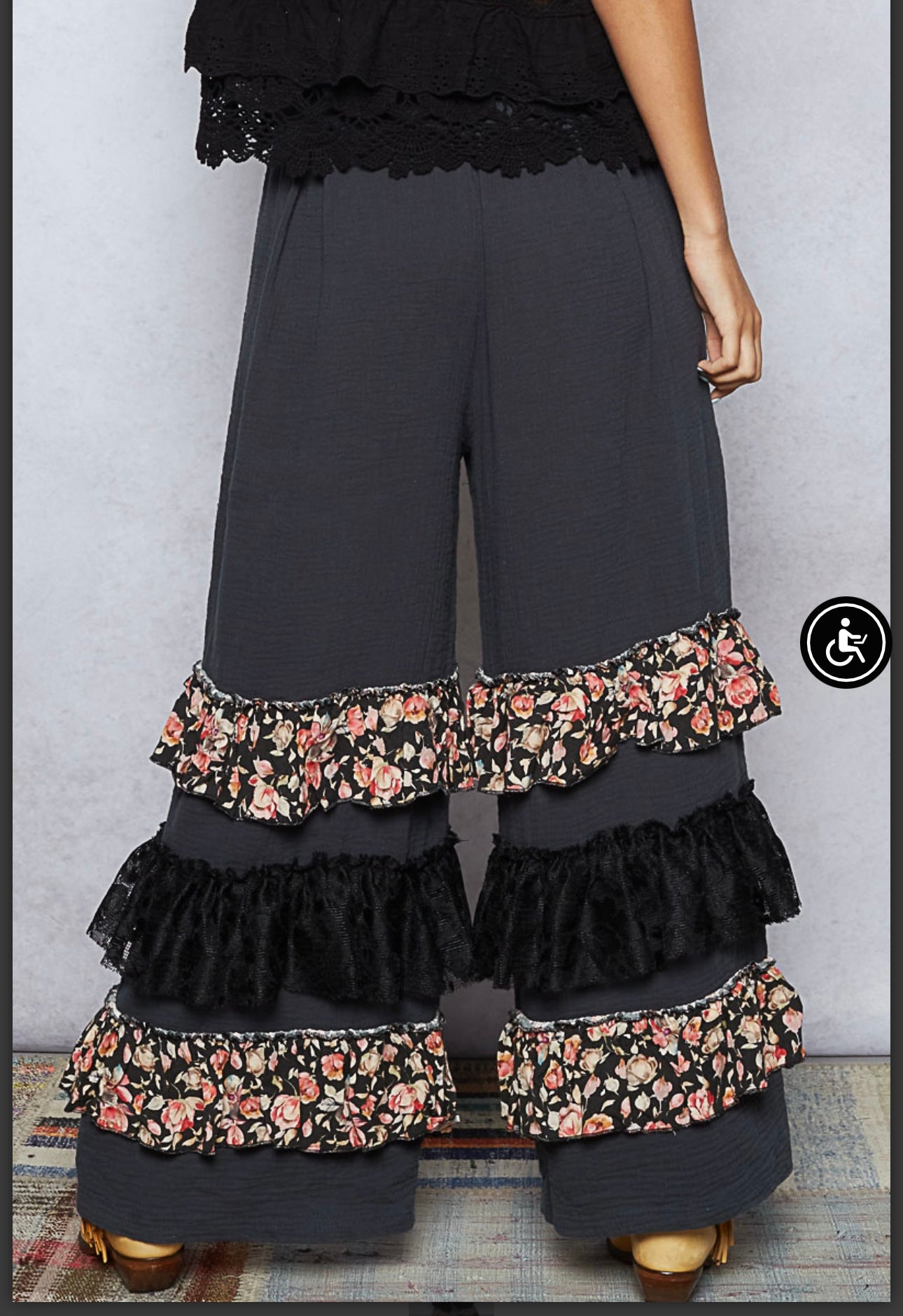 Boho black pant sz Large