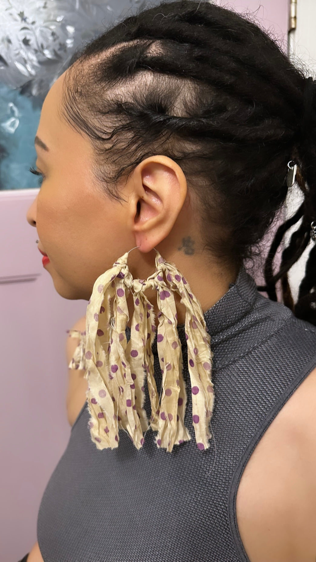 Boho sterling silver tassel earrings