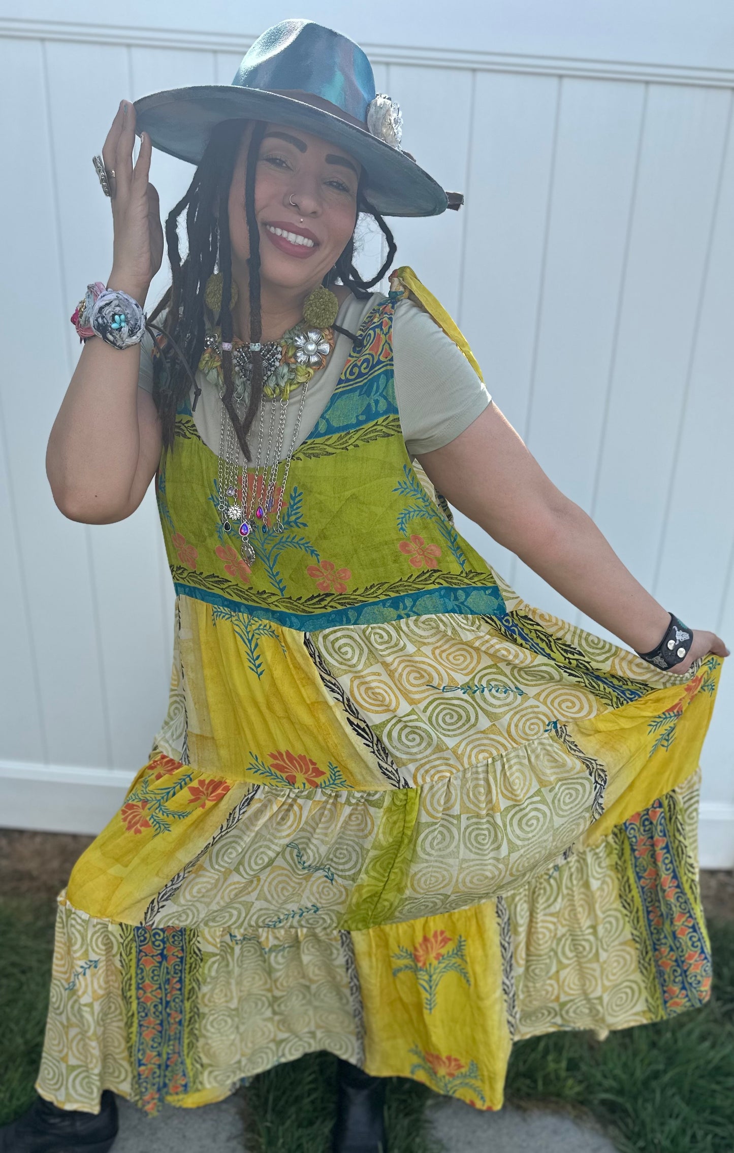 Hand painted Gypsy Hat Blue