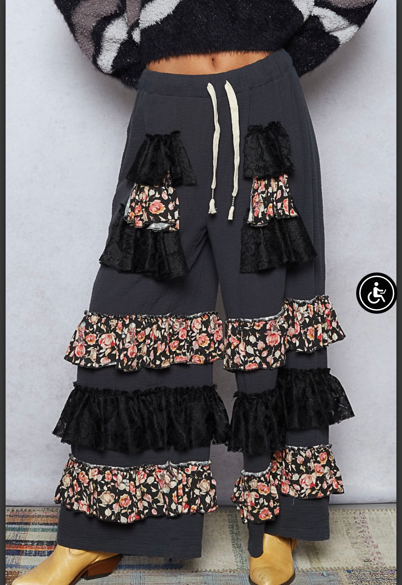 Boho black pant sz Large