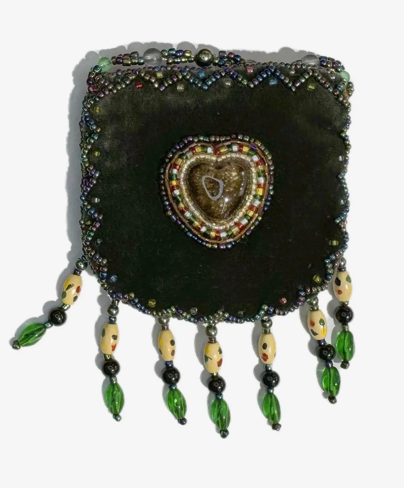 Boho beaded amulet bag necklace