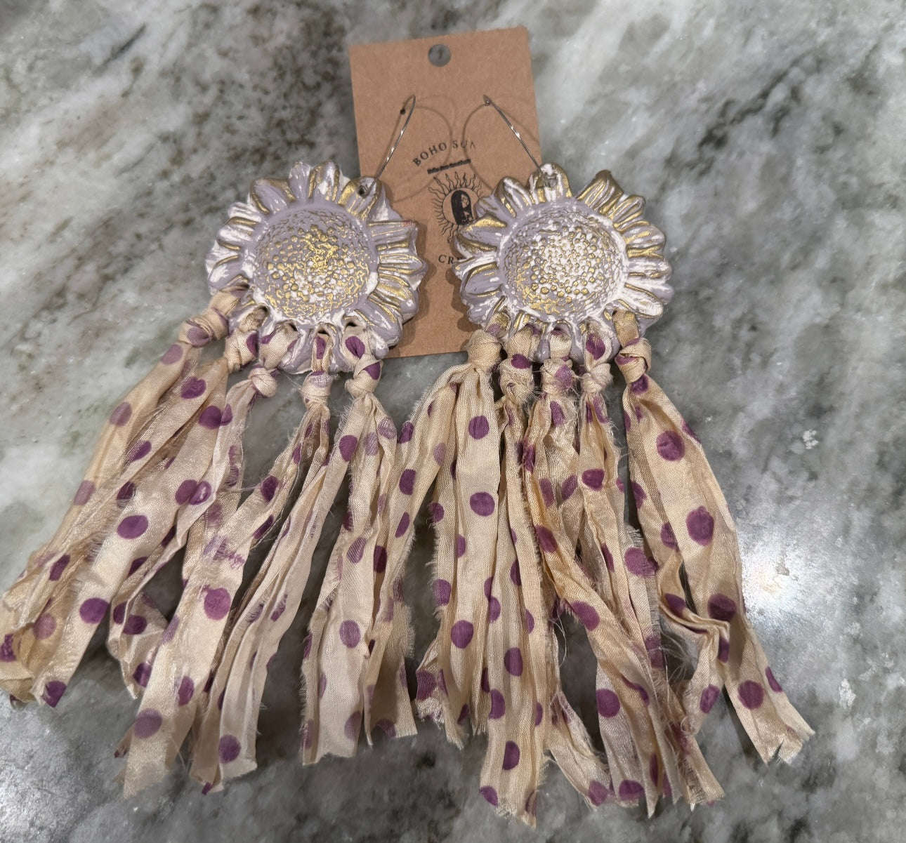 Boho stainless steel clay earrings