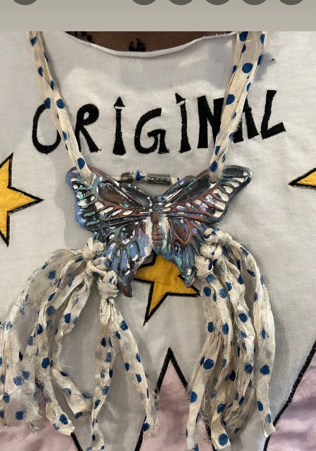 Boho Clay Butterfly choker