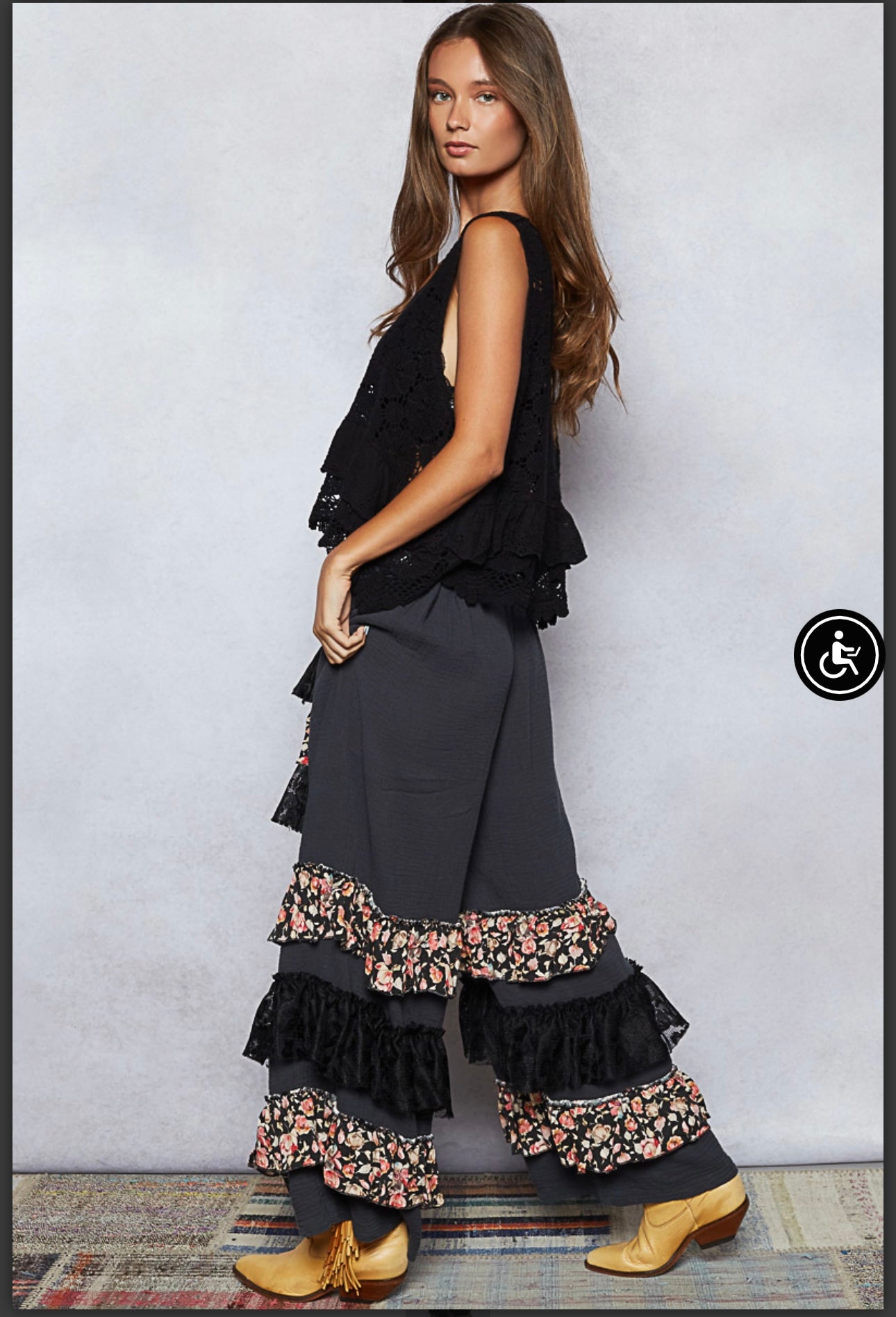 Boho black pant sz Large