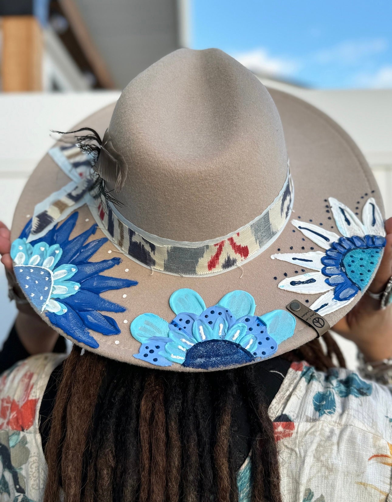 Boho hand painted hat