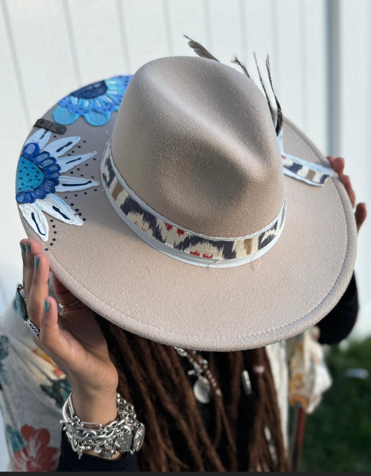 Boho hand painted hat