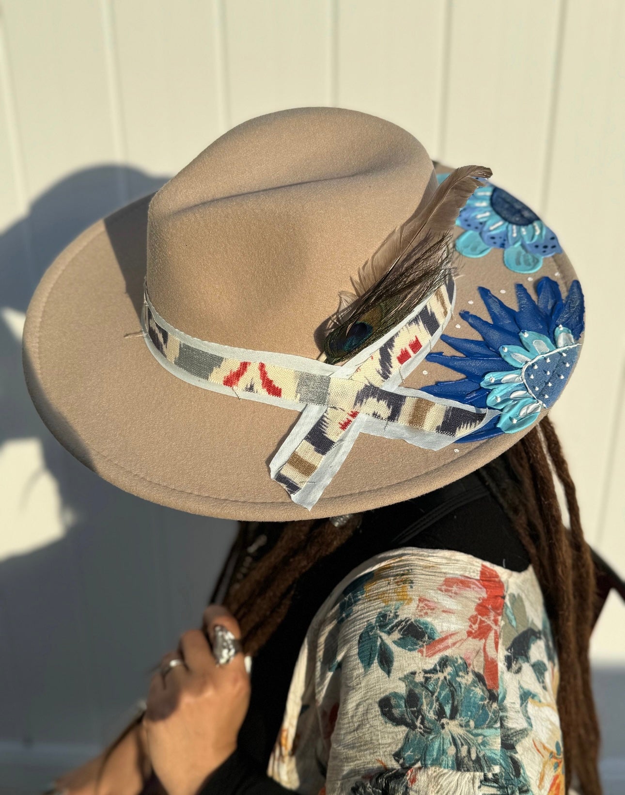 Boho hand painted hat