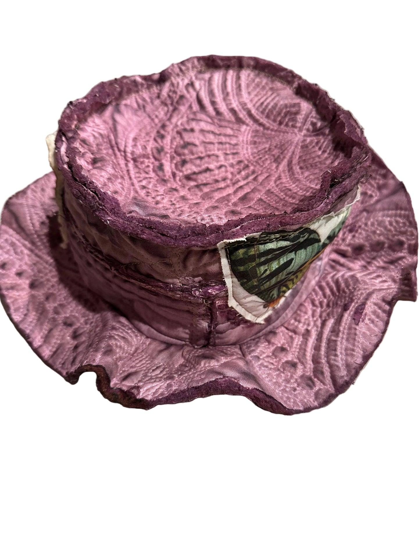 Handmade Quilted double sided bucket hat (eggplant)