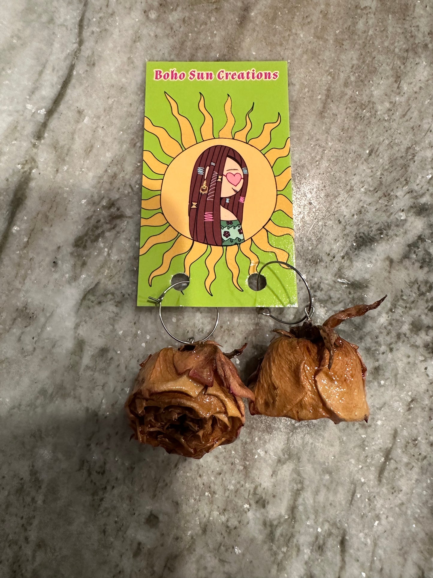Whimsical rose earrings
