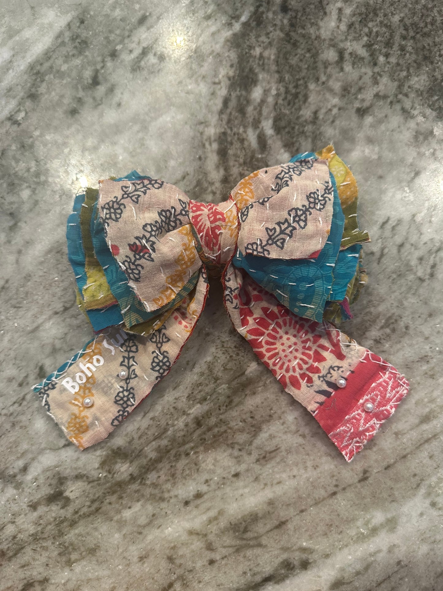 Upcycled Kantha brooch