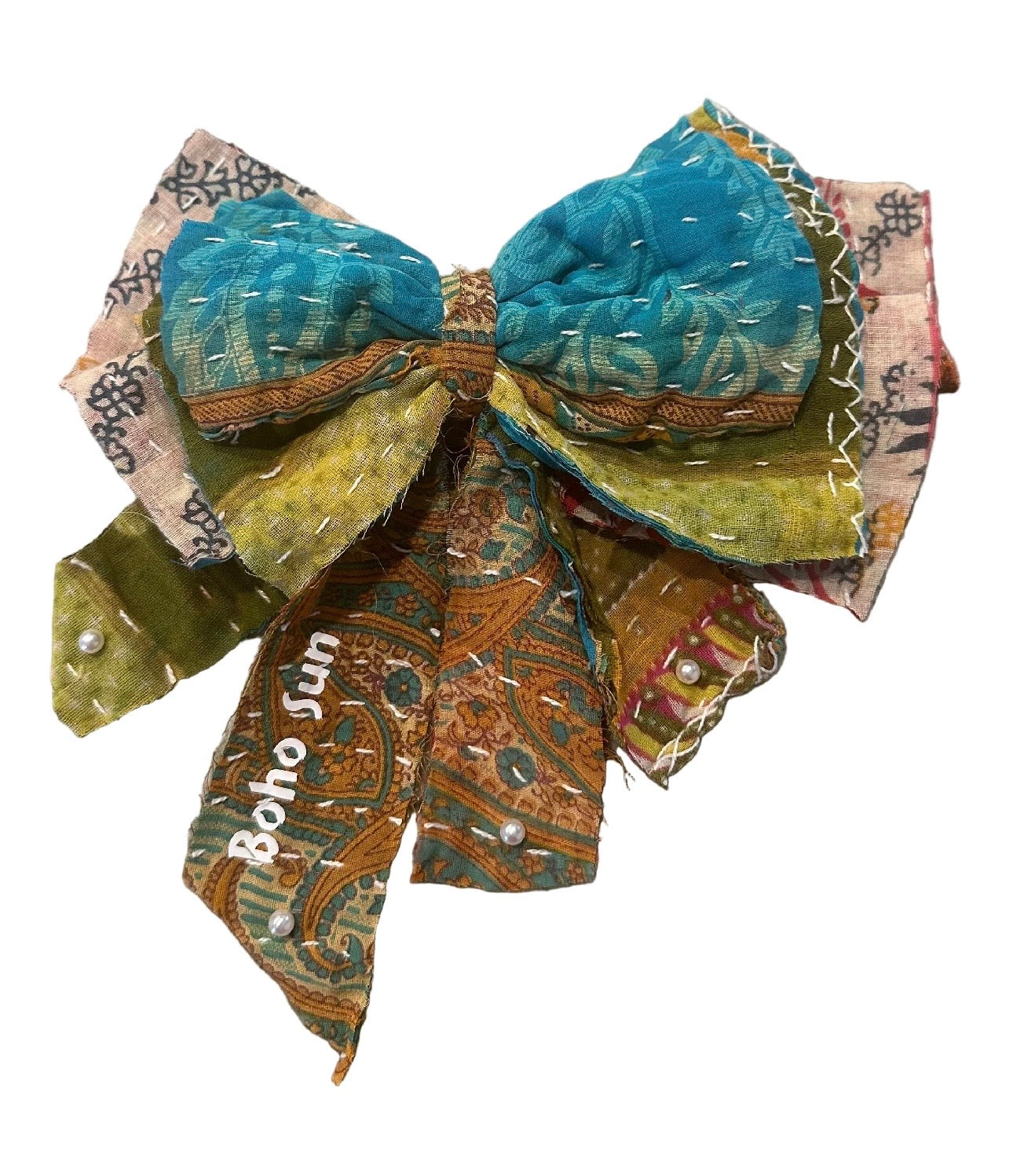 Upcycled Kantha brooch