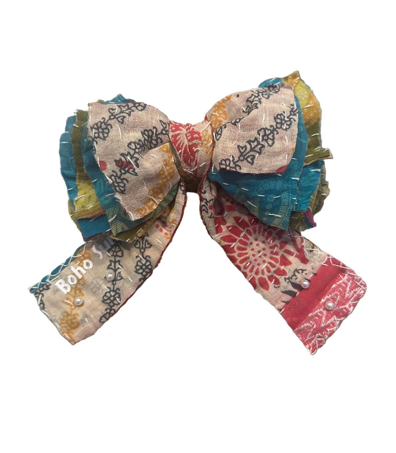 Upcycled Kantha brooch