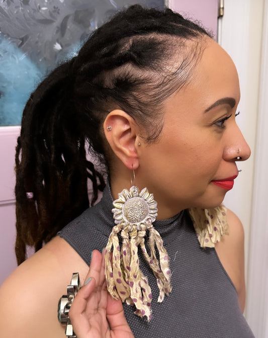 Boho stainless steel clay earrings