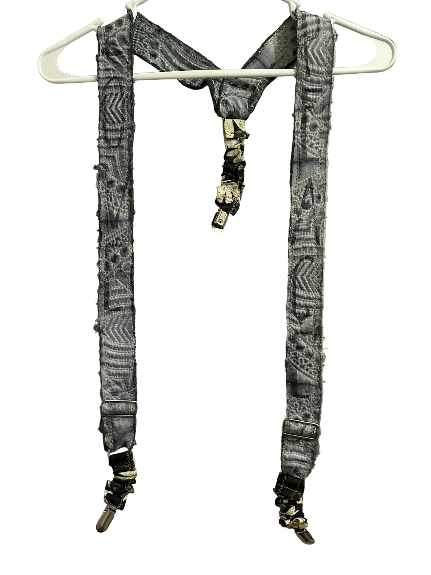 Handmade Quilted suspenders (green/grey)