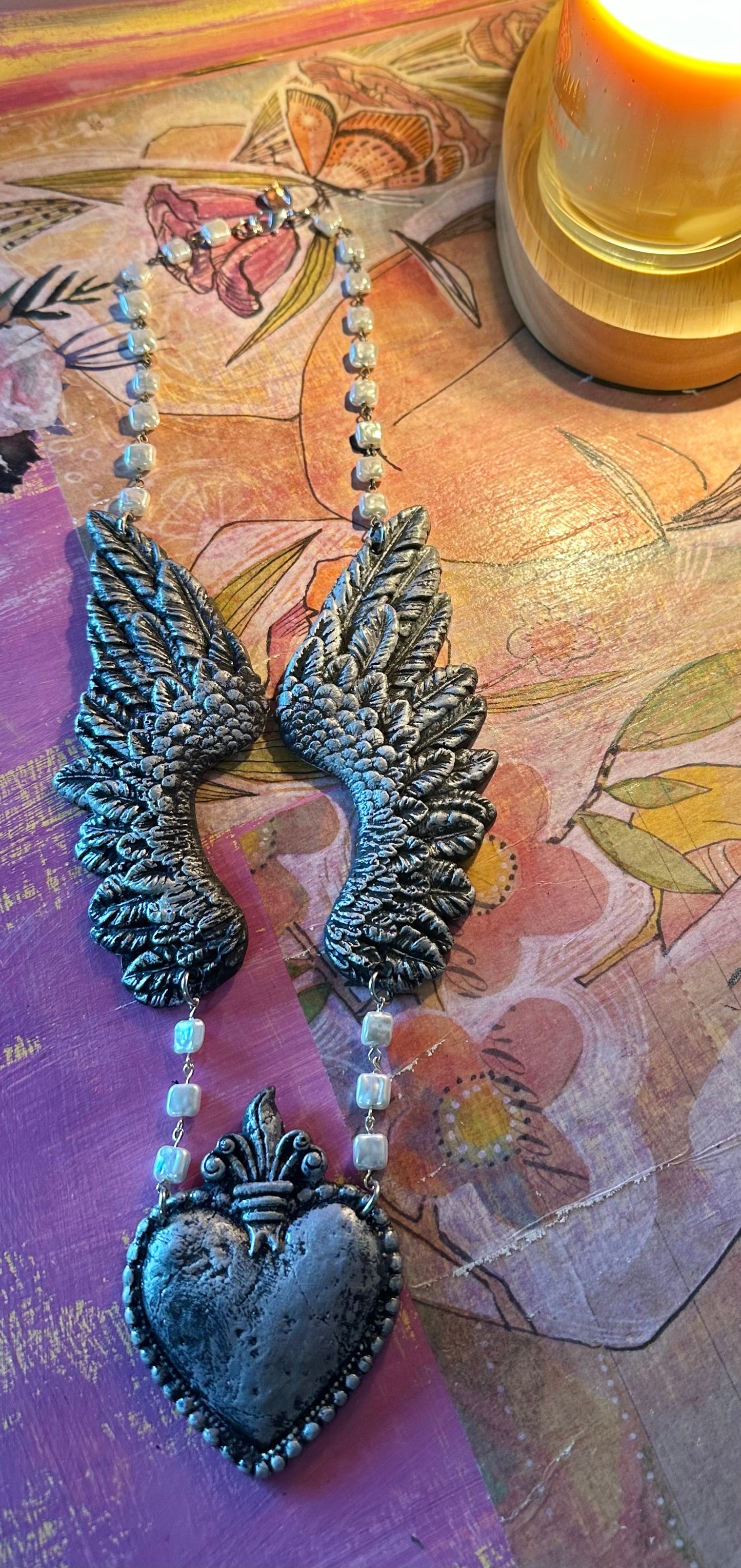 Wing and Heart Necklace