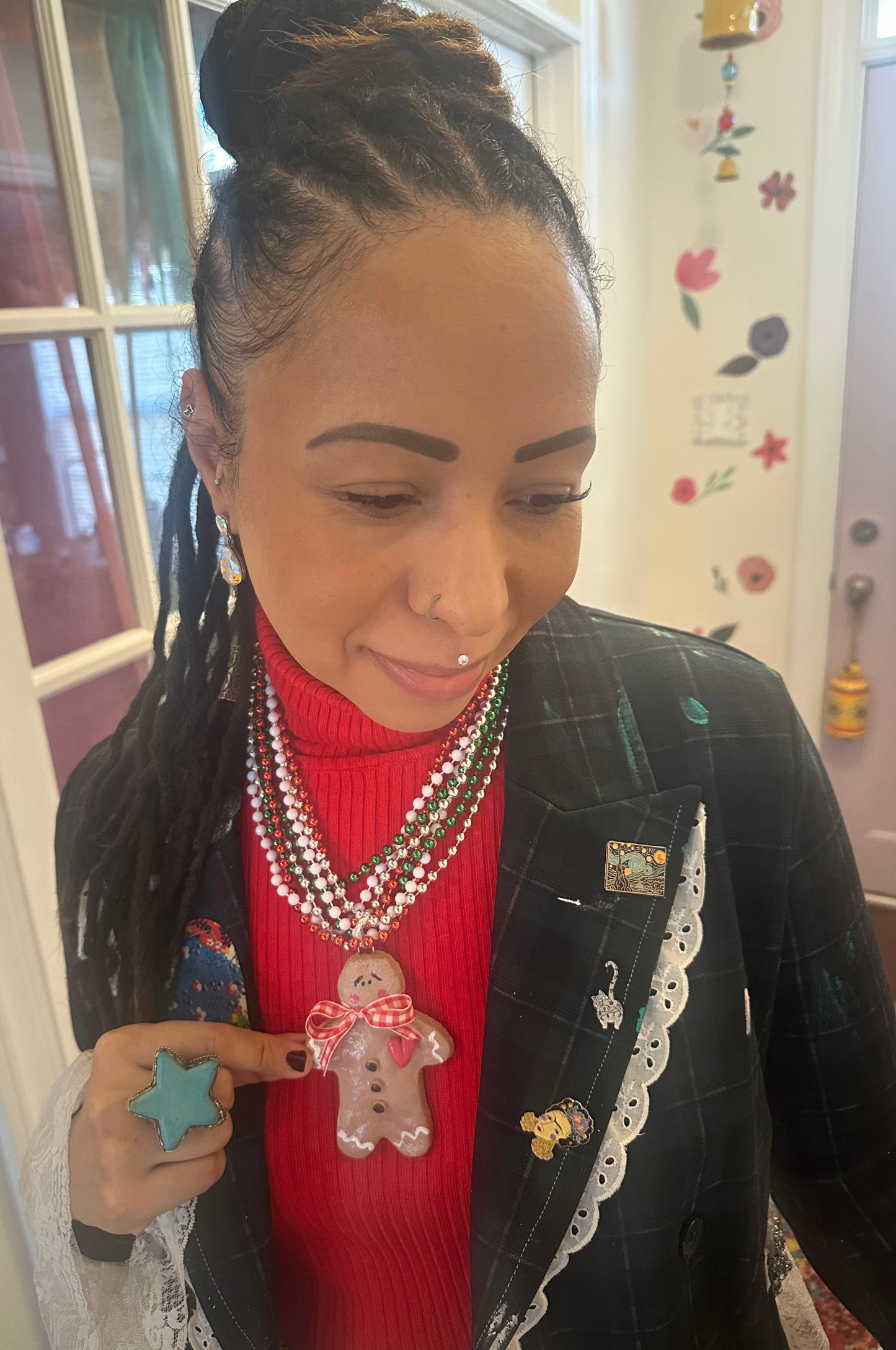 Handmade Gingerbread Man Necklace (silver)