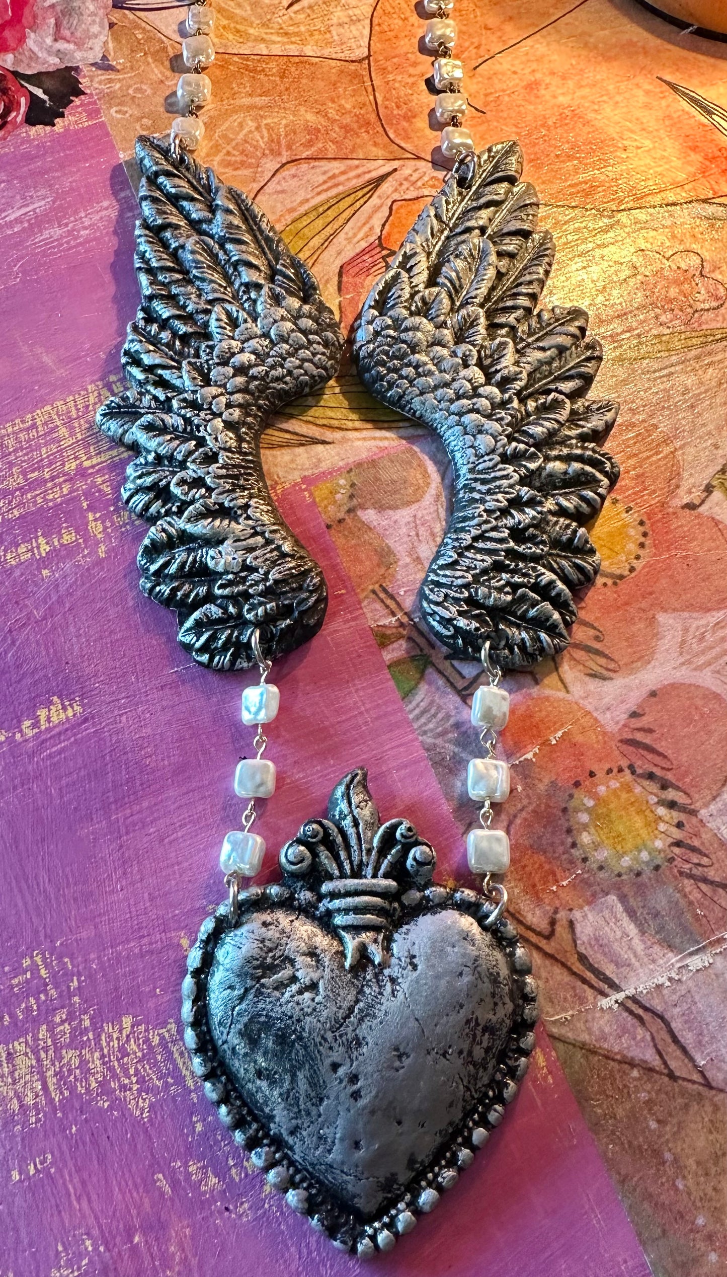 Wing and Heart Necklace