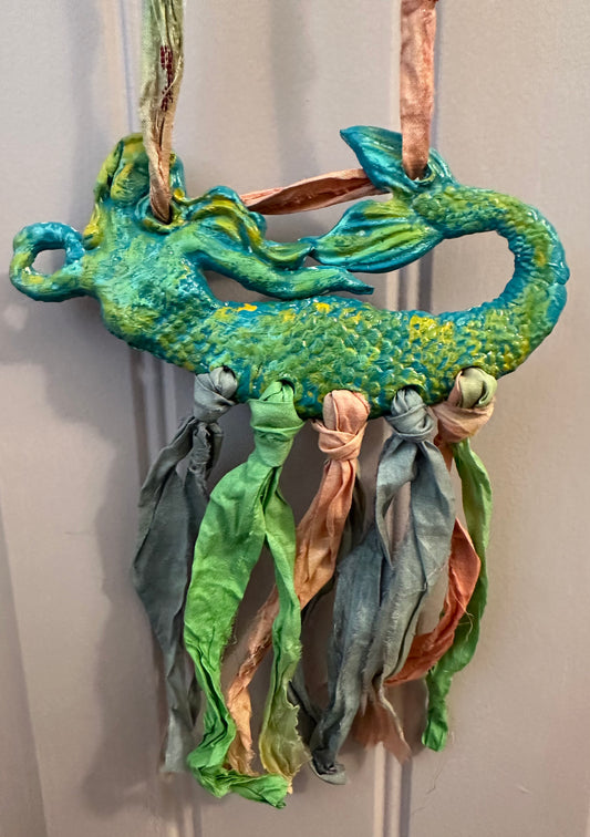 Vintage sari clay necklace